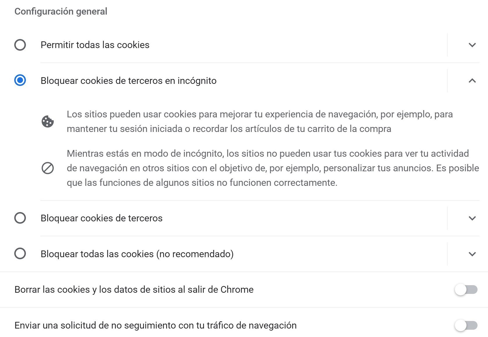 cookies chrome privacidad y seguridad cookies de terceros